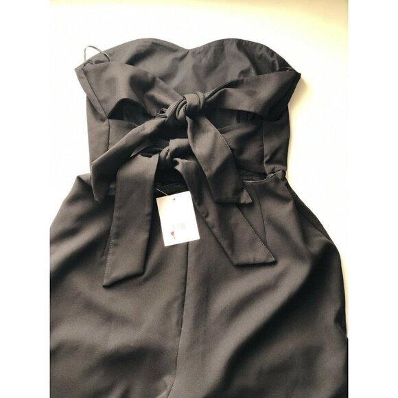 Topshop Women's Contrast Stitch Strapless Black Jumpsuit Size 8 35P09MBLK - Picture 10 of 12